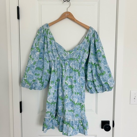 Show Me Your MuMu Mandi Something Blue and Green Floral Dress Medium - Picture 3 of 5